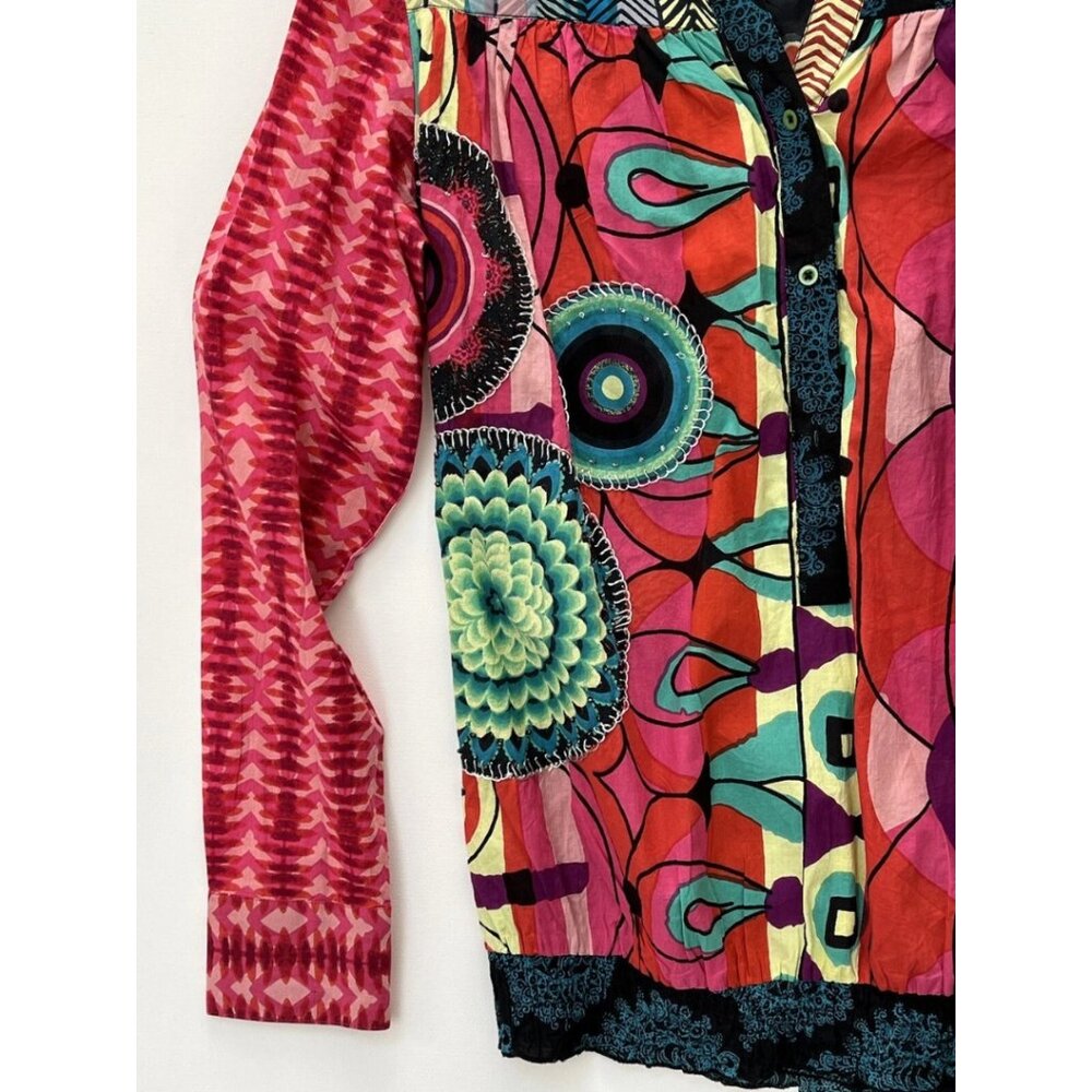 Desigual Long Sleeves Beaded Enma Pullover Multicolor Blouse Top - Picture 4 of 6